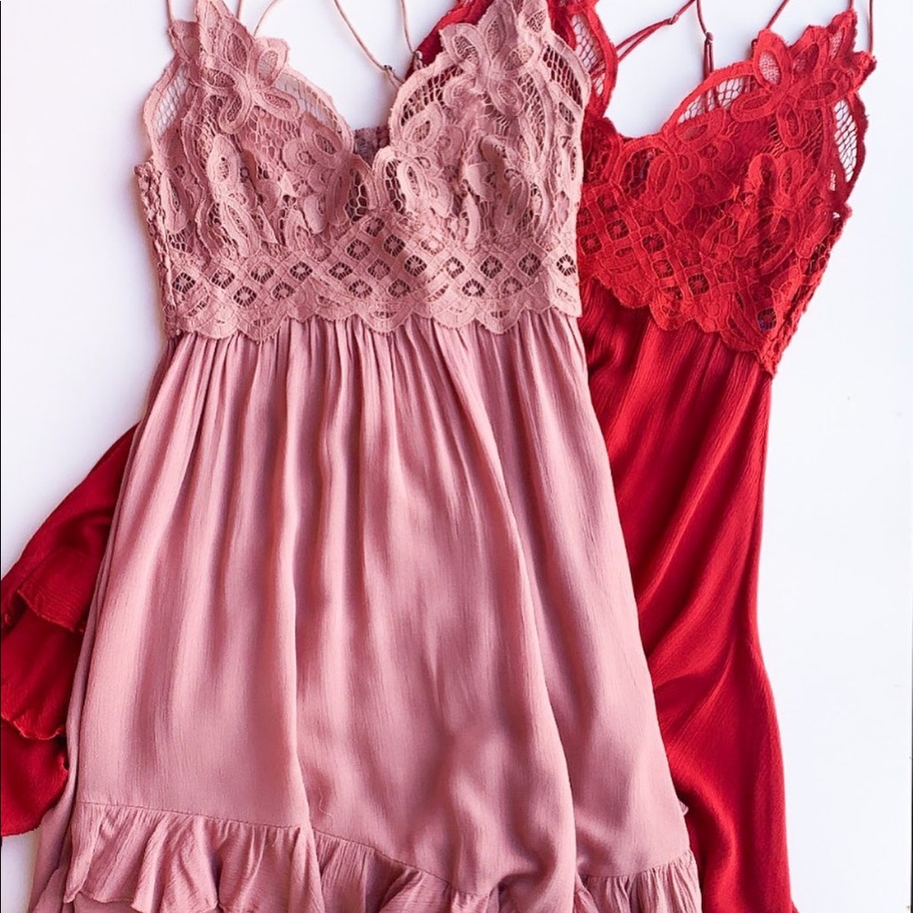 FP Free people Adella red mini lace dress BLOGGER'S FAVE! - Picture 3 of 8